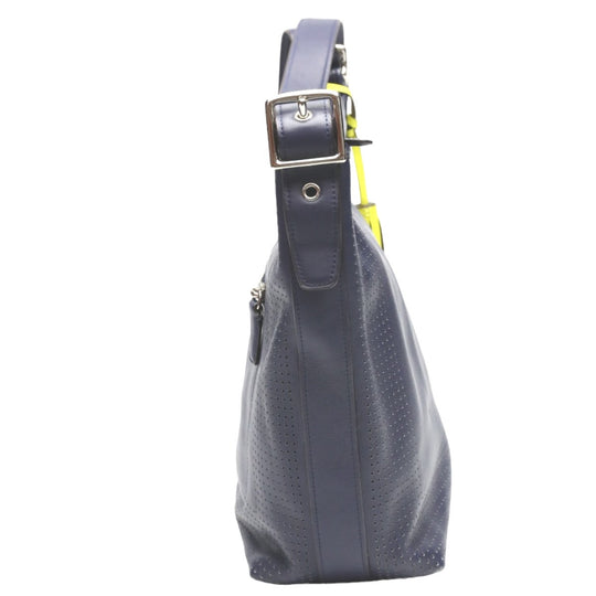 COACH Shoulder Bag F22762 leather Navy Shoulder Bag fringe Crossbody Women Used Authentic