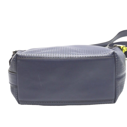 COACH Shoulder Bag F22762 leather Navy Shoulder Bag fringe Crossbody Women Used Authentic