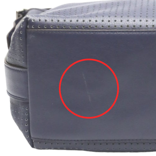 COACH Shoulder Bag F22762 leather Navy Shoulder Bag fringe Crossbody Women Used Authentic