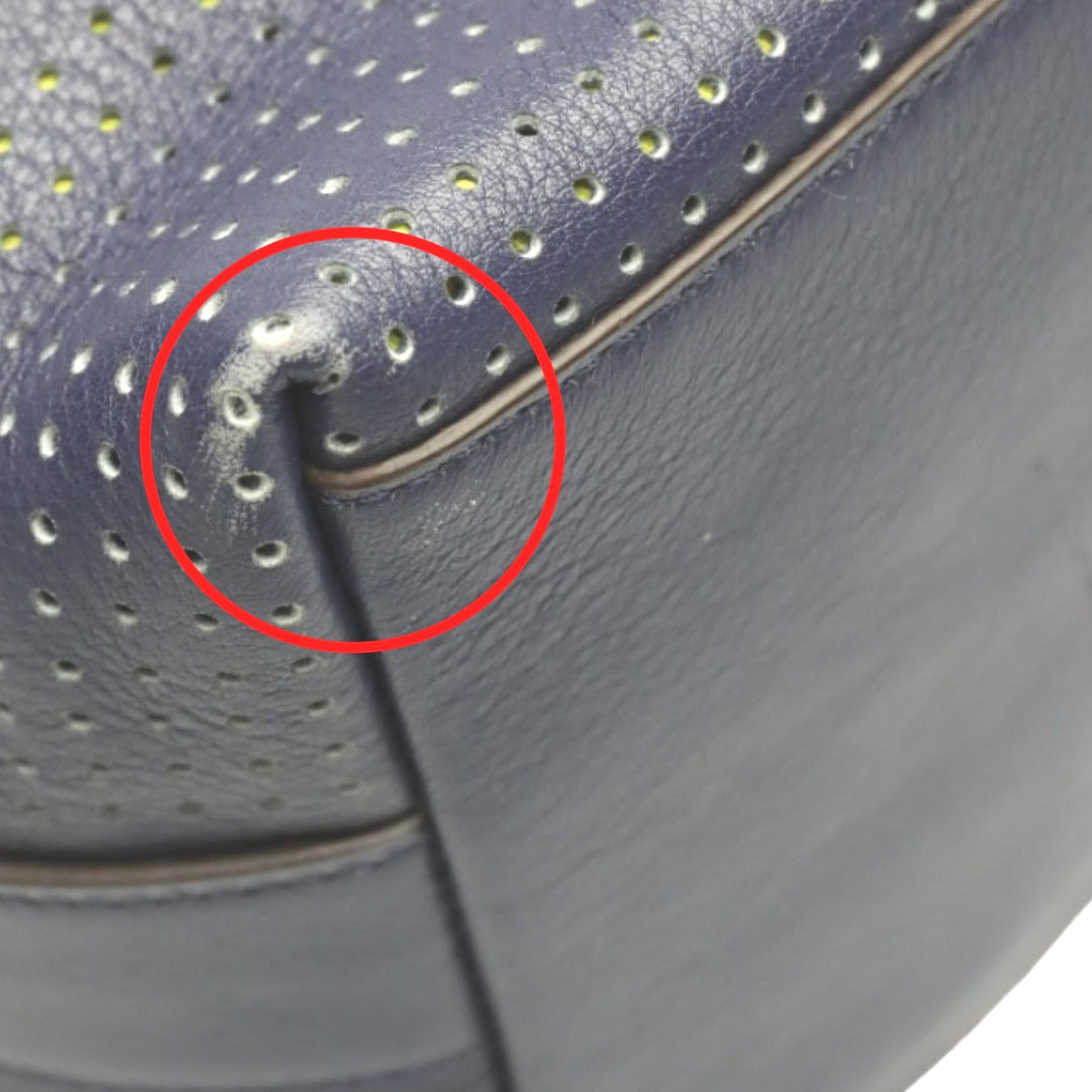 COACH Shoulder Bag F22762 leather Navy Shoulder Bag fringe Crossbody Women Used Authentic