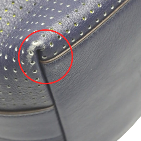 COACH Shoulder Bag F22762 leather Navy Shoulder Bag fringe Crossbody Women Used Authentic