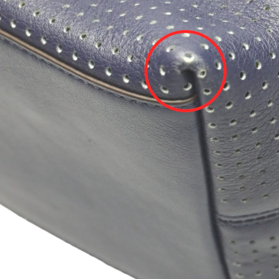 COACH Shoulder Bag F22762 leather Navy Shoulder Bag fringe Crossbody Women Used Authentic