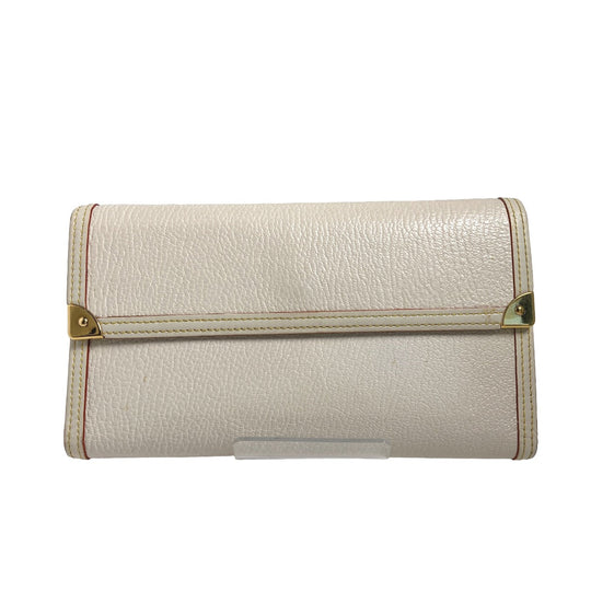 LOUIS VUITTON Long Wallet Purse M91839 Goat leather white Suhali/Bron Porte Tresor International