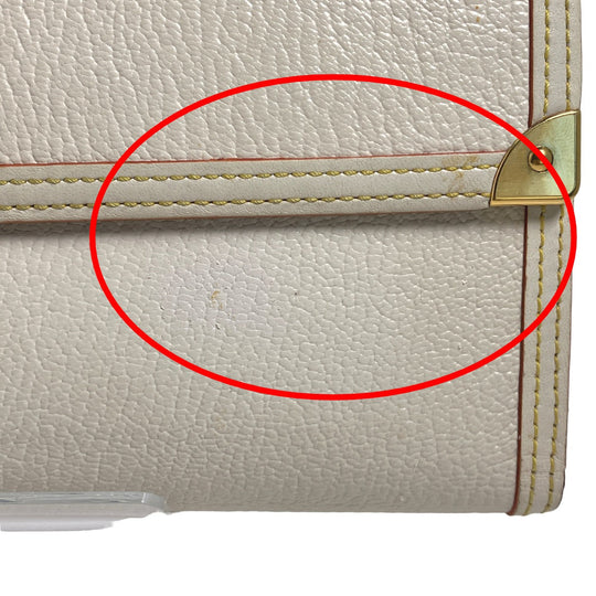 LOUIS VUITTON Long Wallet Purse M91839 Goat leather white Suhali/Bron Porte Tresor International