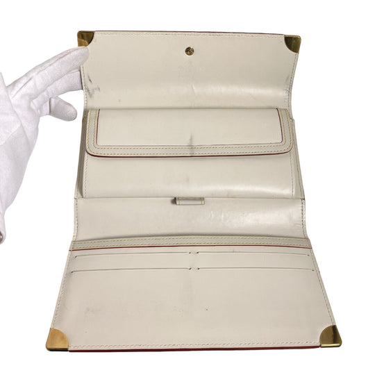 LOUIS VUITTON Long Wallet Purse M91839 Goat leather white Suhali/Bron Porte Tresor International