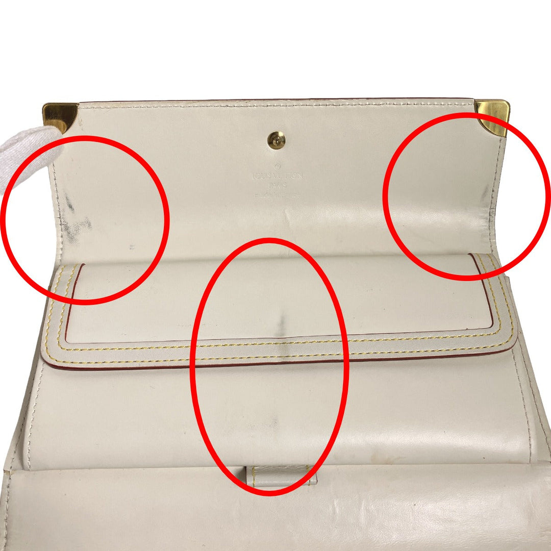 LOUIS VUITTON Long Wallet Purse M91839 Goat leather white Suhali/Bron Porte Tresor International