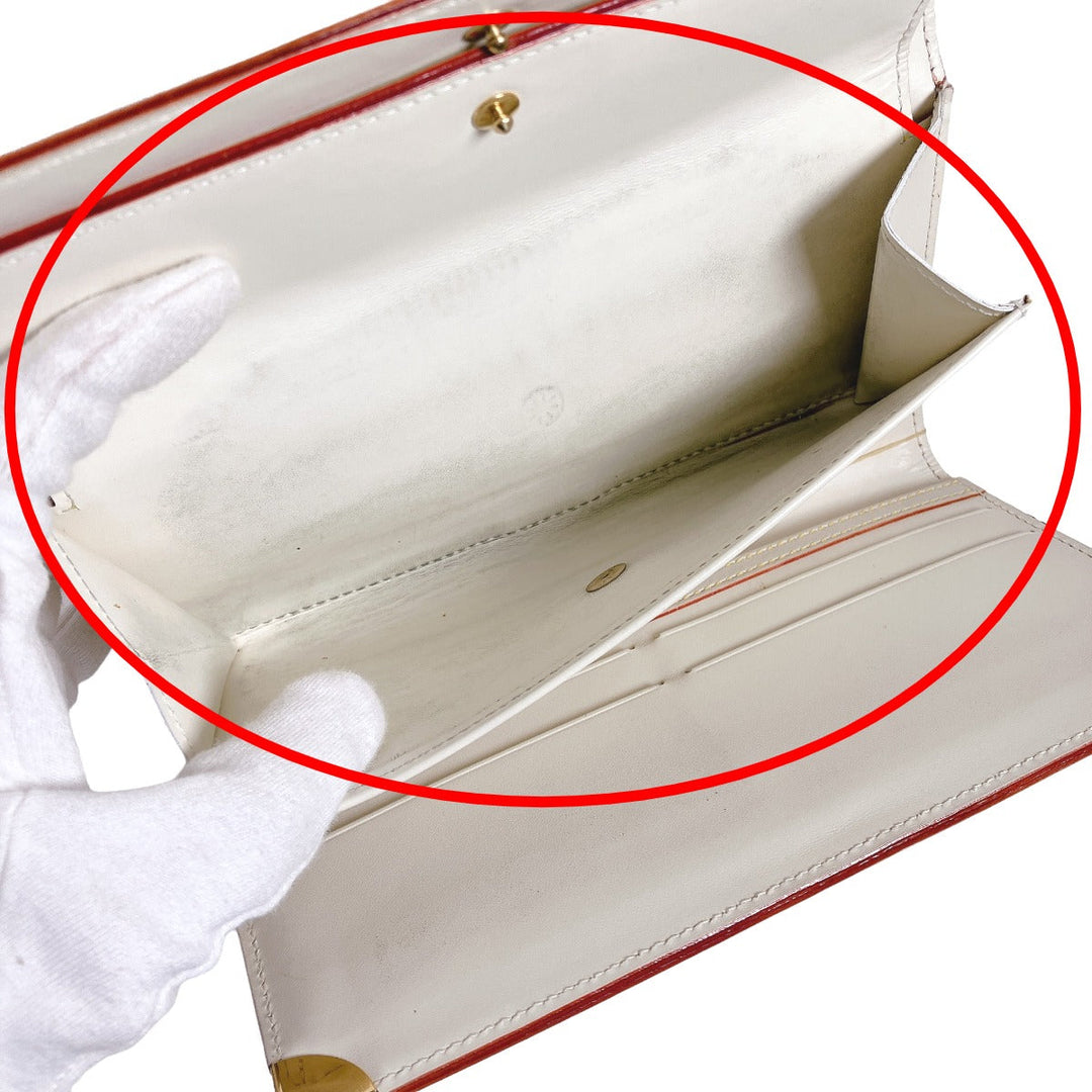 LOUIS VUITTON Long Wallet Purse M91839 Goat leather white Suhali/Bron Porte Tresor International