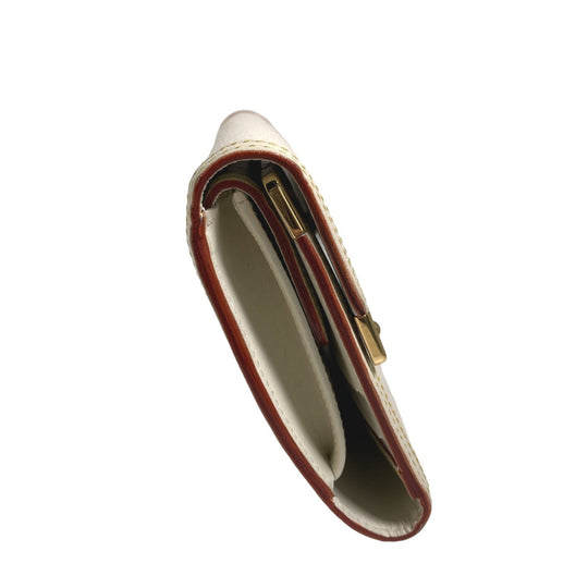 LOUIS VUITTON Long Wallet Purse M91839 Goat leather white Suhali/Bron Porte Tresor International