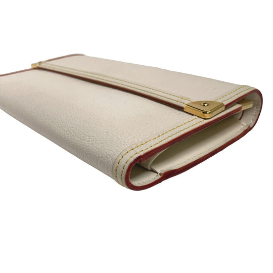 LOUIS VUITTON Long Wallet Purse M91839 Goat leather white Suhali/Bron Porte Tresor International