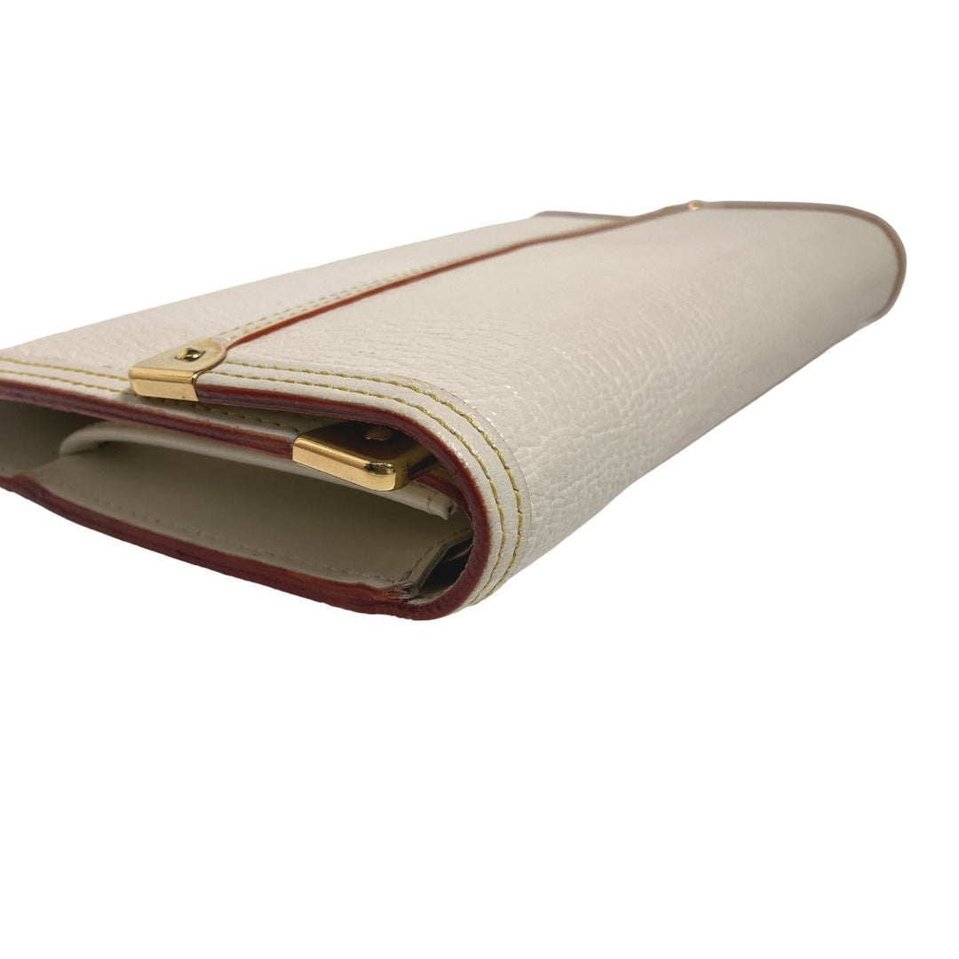LOUIS VUITTON Long Wallet Purse M91839 Goat leather white Suhali/Bron Porte Tresor International