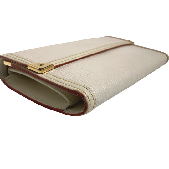 LOUIS VUITTON Long Wallet Purse M91839 Goat leather white Suhali/Bron Porte Tresor International