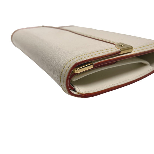 LOUIS VUITTON Long Wallet Purse M91839 Goat leather white Suhali/Bron Porte Tresor International