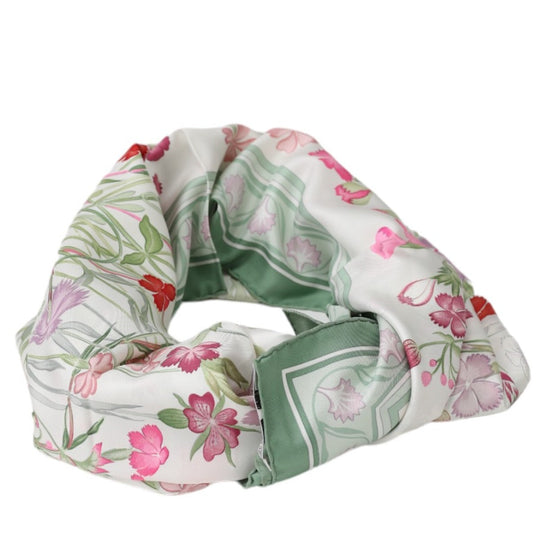 HERMES scarf silk green scarf flour wild carnations and dianthus Women Used Authentic