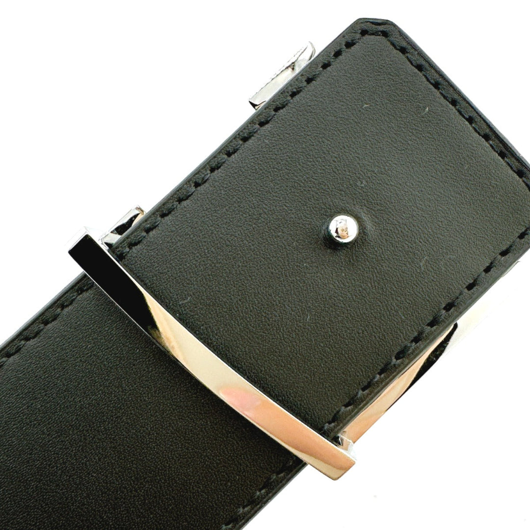 LOUIS VUITTON belt M9821 Calfskin Brown reverse Monogram Saintur Initial mens 44 Used Authentic