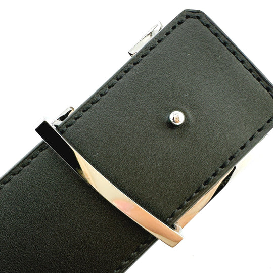 LOUIS VUITTON belt M9821 Calfskin Brown reverse Monogram Saintur Initial mens 44 Used Authentic