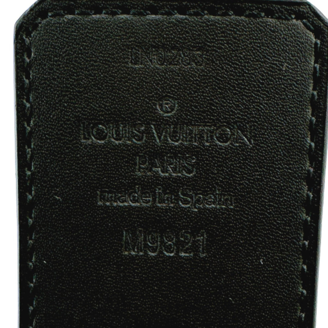 LOUIS VUITTON belt M9821 Calfskin Brown reverse Monogram Saintur Initial mens 44 Used Authentic