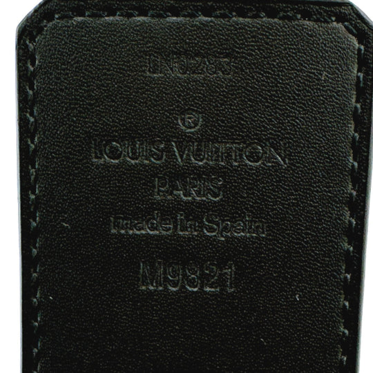 LOUIS VUITTON belt M9821 Calfskin Brown reverse Monogram Saintur Initial mens 44 Used Authentic