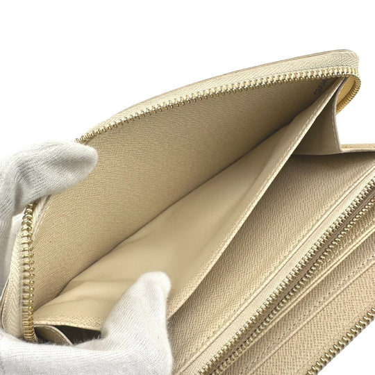 LOUIS VUITTON Long Wallet Purse N60019 Damier Azur Canvas white Zip Around Azur Zippy wallet unisex(Unisex) Used Authentic