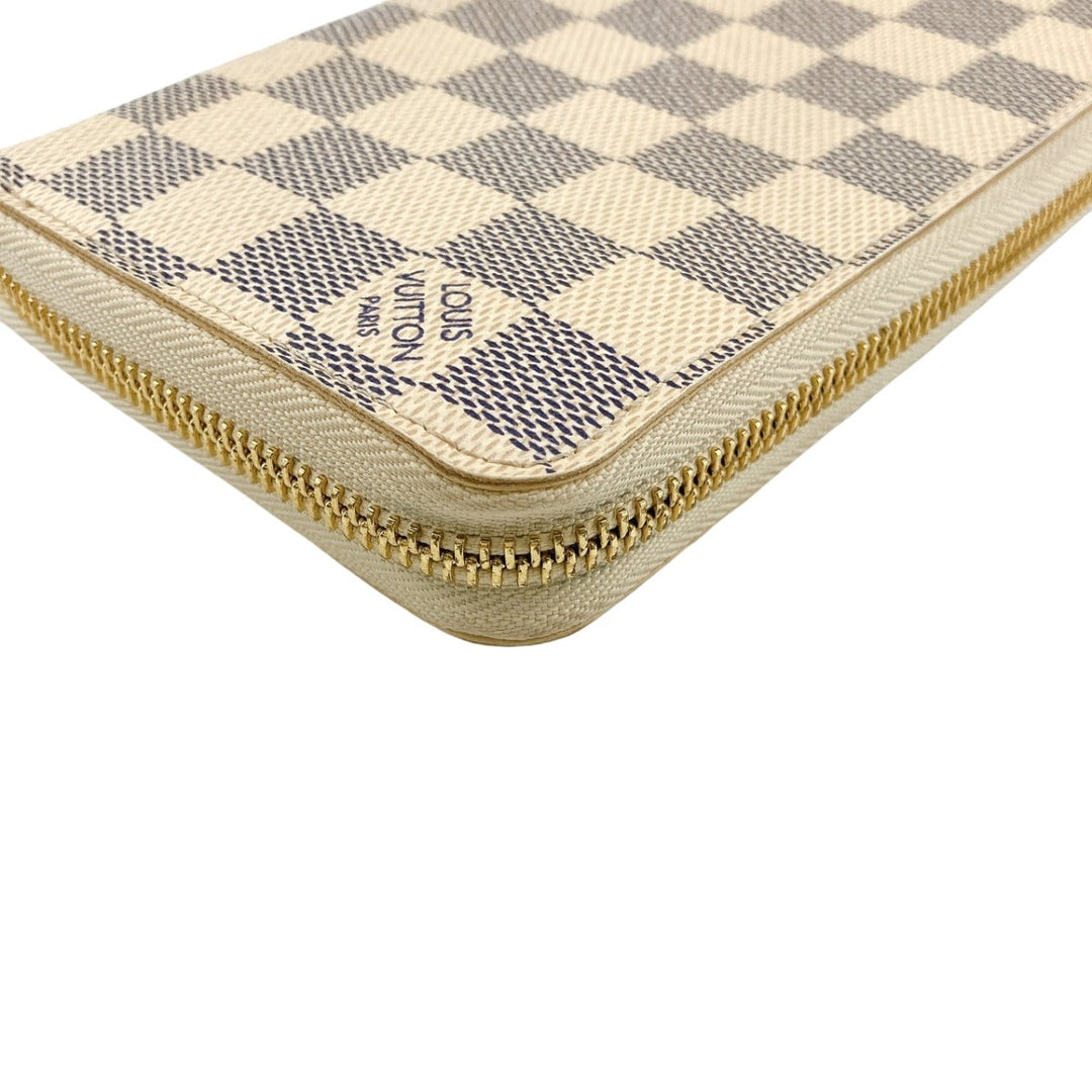 LOUIS VUITTON Long Wallet Purse N60019 Damier Azur Canvas white Zip Around Azur Zippy wallet unisex(Unisex) Used Authentic