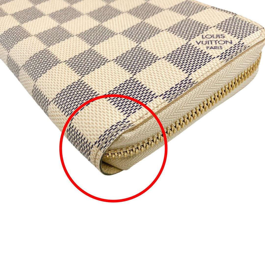 LOUIS VUITTON Long Wallet Purse N60019 Damier Azur Canvas white Zip Around Azur Zippy wallet unisex(Unisex) Used Authentic