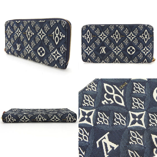 LOUIS VUITTON Long Wallet Purse M80212 Monogram Jaguar blue since1854 Zippy wallet unisex(Unisex) Used Authentic