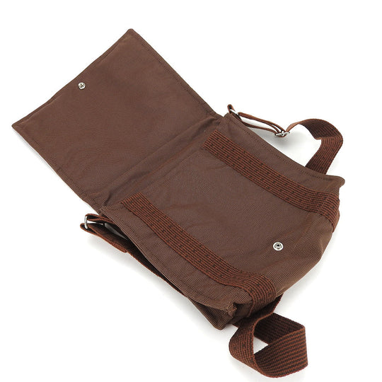 HERMES Shoulder Bag canvas Brown Her Line Bassus PM unisex(Unisex) Used Authentic