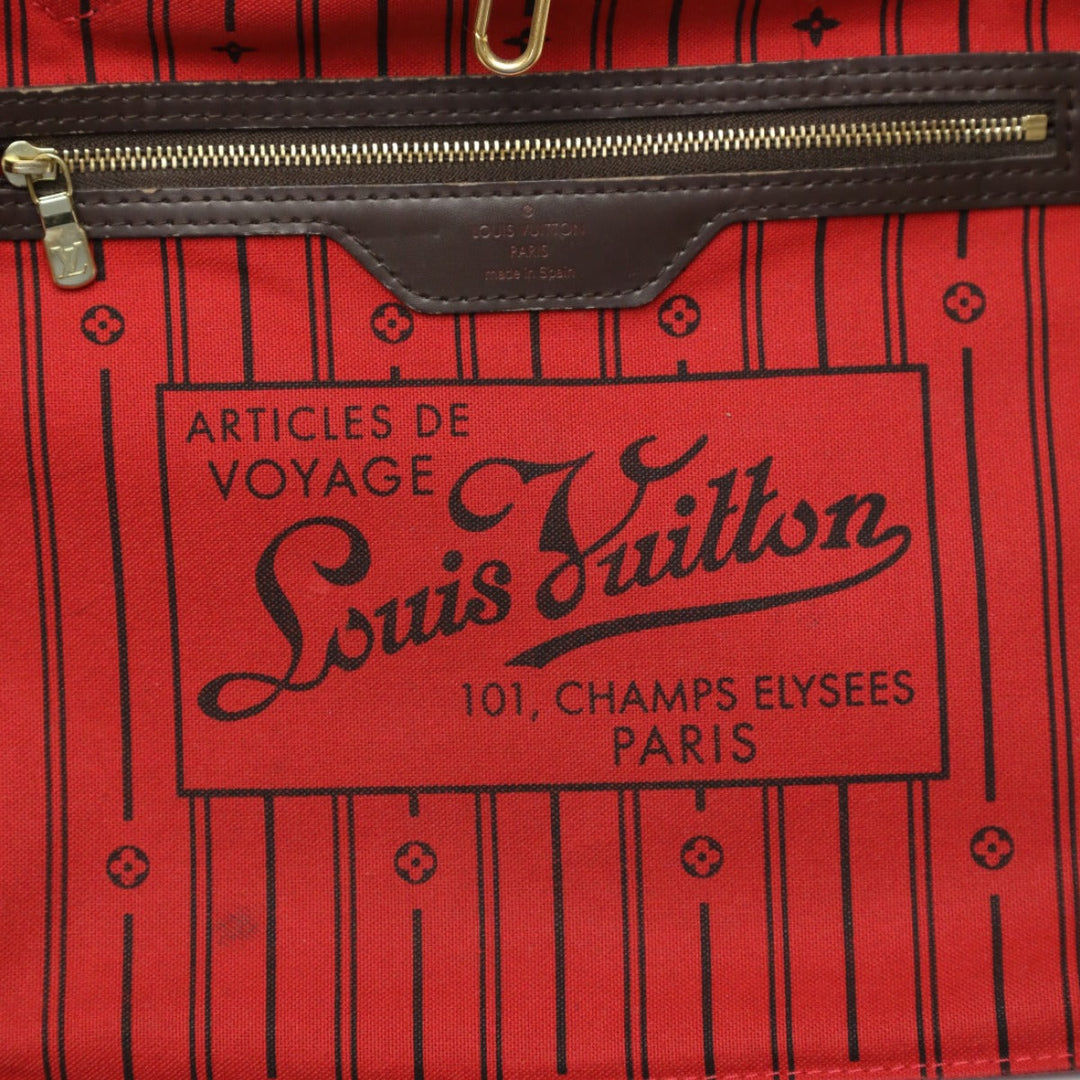 LOUIS VUITTON Tote Bag N51105 Damier canvas, leather Brown Shoulder Damier Neverfull MM Women Used Authentic