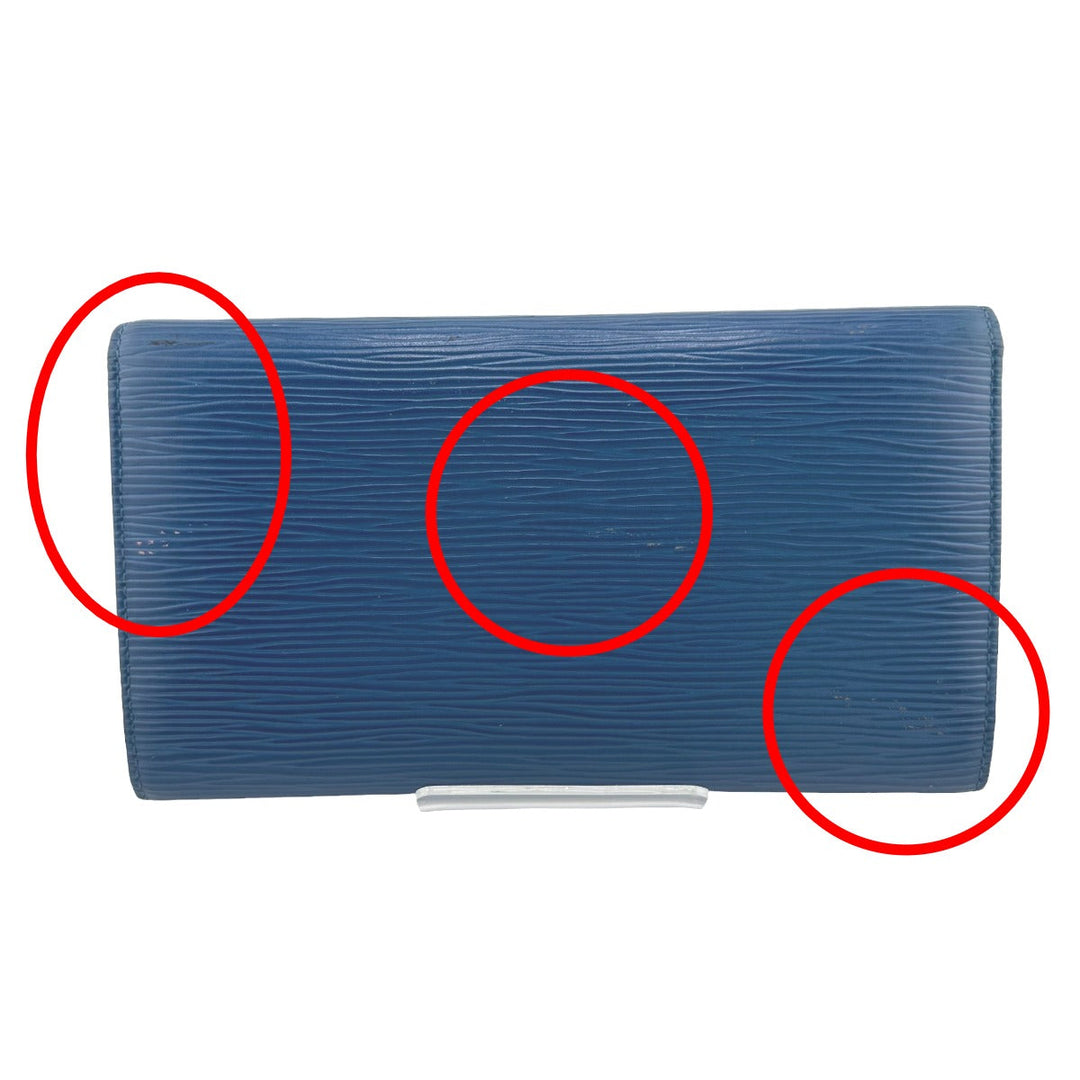 LOUIS VUITTON Long Wallet Purse M63385 Epi Leather Toledo Blue Long Wallet Purse Epi Porte Tresor Women(Unisex) Used Authentic