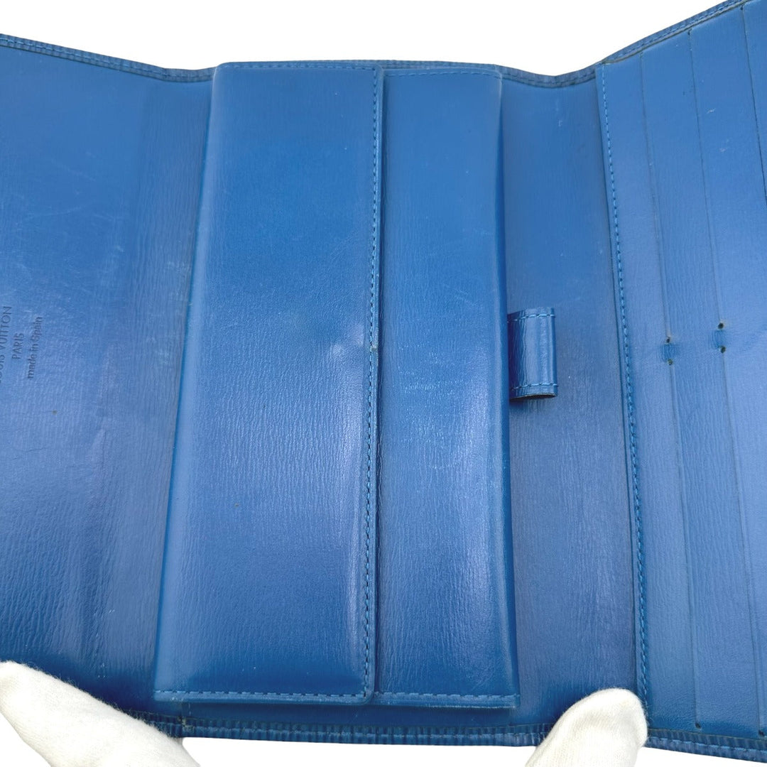 LOUIS VUITTON Long Wallet Purse M63385 Epi Leather Toledo Blue Long Wallet Purse Epi Porte Tresor Women(Unisex) Used Authentic