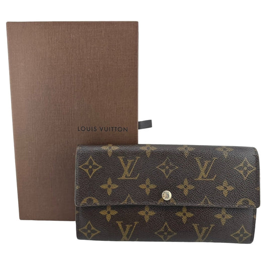 LOUIS VUITTON Long Wallet Purse M61734 Monogram canvas Brown Long Wallet with Zipper Monogram Portefeuille Sara Women(Unisex) Used Authentic