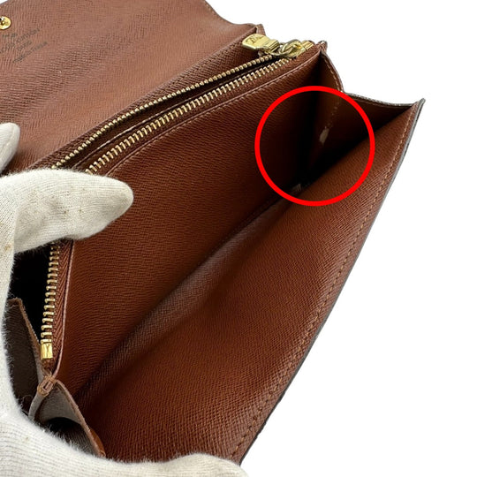 LOUIS VUITTON Long Wallet Purse M61734 Monogram canvas Brown Long Wallet with Zipper Monogram Portefeuille Sara Women(Unisex) Used Authentic