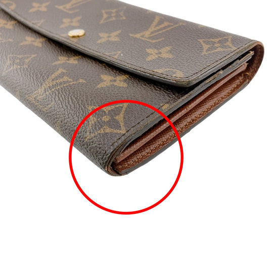 LOUIS VUITTON Long Wallet Purse M61734 Monogram canvas Brown Long Wallet with Zipper Monogram Portefeuille Sara Women(Unisex) Used Authentic