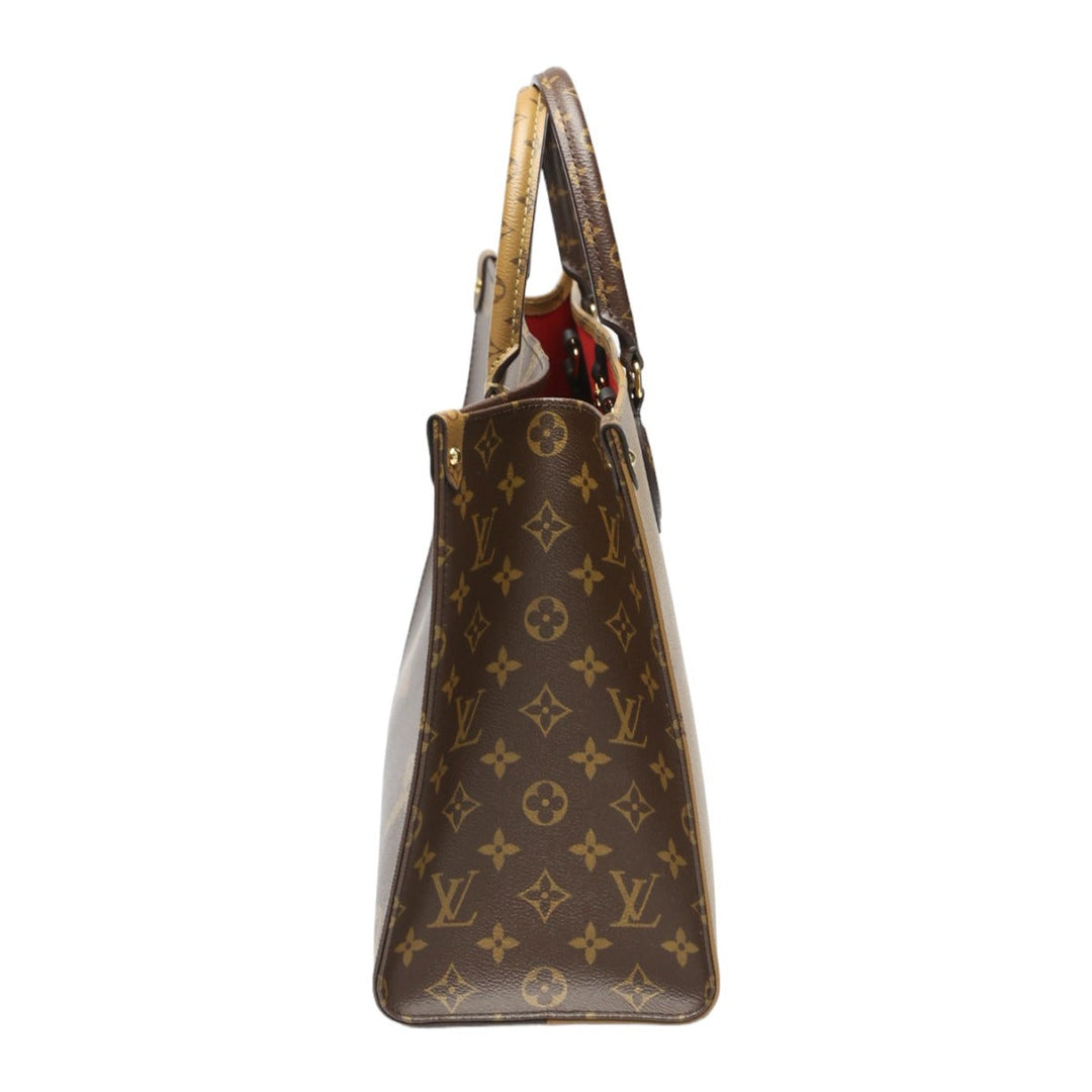 LOUIS VUITTON Tote Bag M45321 Monogram canvas Brown Tote Bag Monogram On the Go MM Women Used Authentic