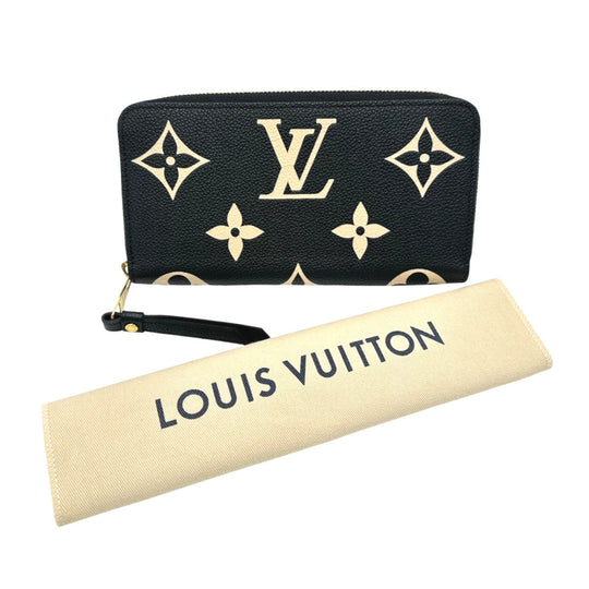 LOUIS VUITTON Long Wallet Purse M80481 Monogram Ann Platt Black beige Zip Around Ann Platt Zippy wallet Women Used Authentic