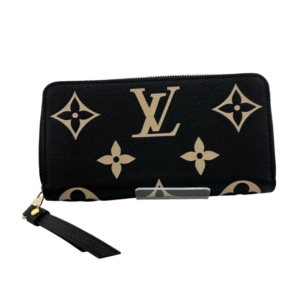 LOUIS VUITTON Long Wallet Purse M80481 Monogram Ann Platt Black beige Zip Around Ann Platt Zippy wallet Women Used Authentic