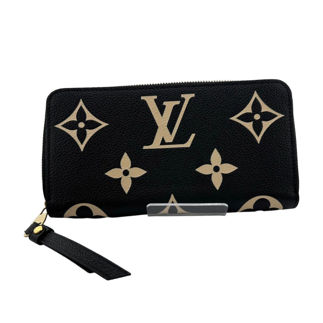 LOUIS VUITTON Long Wallet Purse M80481 Monogram Ann Platt Black beige Zip Around Ann Platt Zippy wallet Women Used Authentic