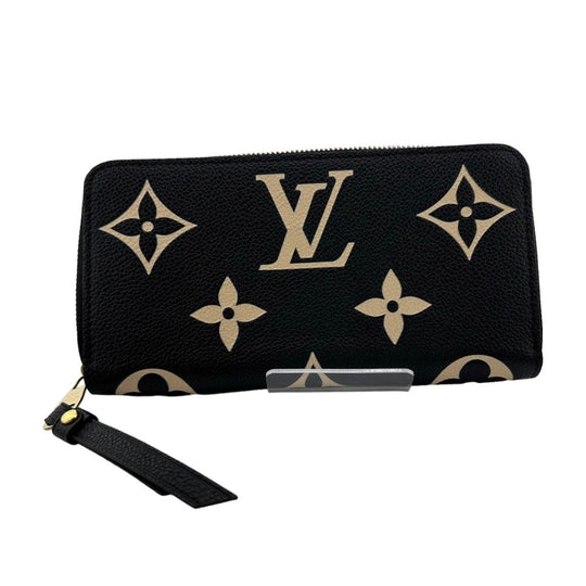LOUIS VUITTON Long Wallet Purse M80481 Monogram Ann Platt Black beige Zip Around Ann Platt Zippy wallet Women Used Authentic