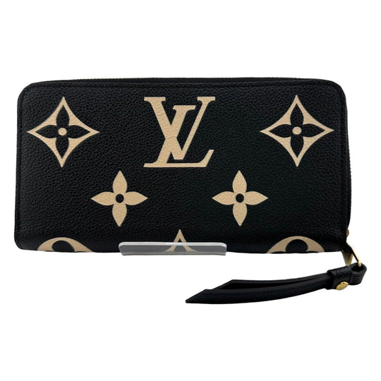 LOUIS VUITTON Long Wallet Purse M80481 Monogram Ann Platt Black beige Zip Around Ann Platt Zippy wallet Women Used Authentic