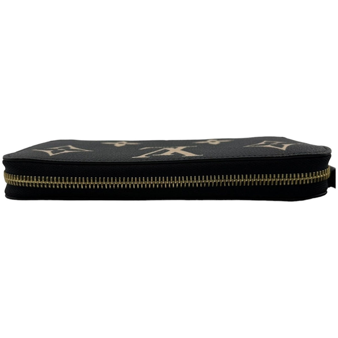 LOUIS VUITTON Long Wallet Purse M80481 Monogram Ann Platt Black beige Zip Around Ann Platt Zippy wallet Women Used Authentic