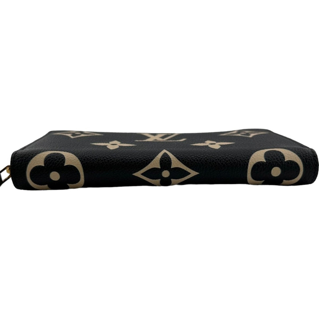 LOUIS VUITTON Long Wallet Purse M80481 Monogram Ann Platt Black beige Zip Around Ann Platt Zippy wallet Women Used Authentic