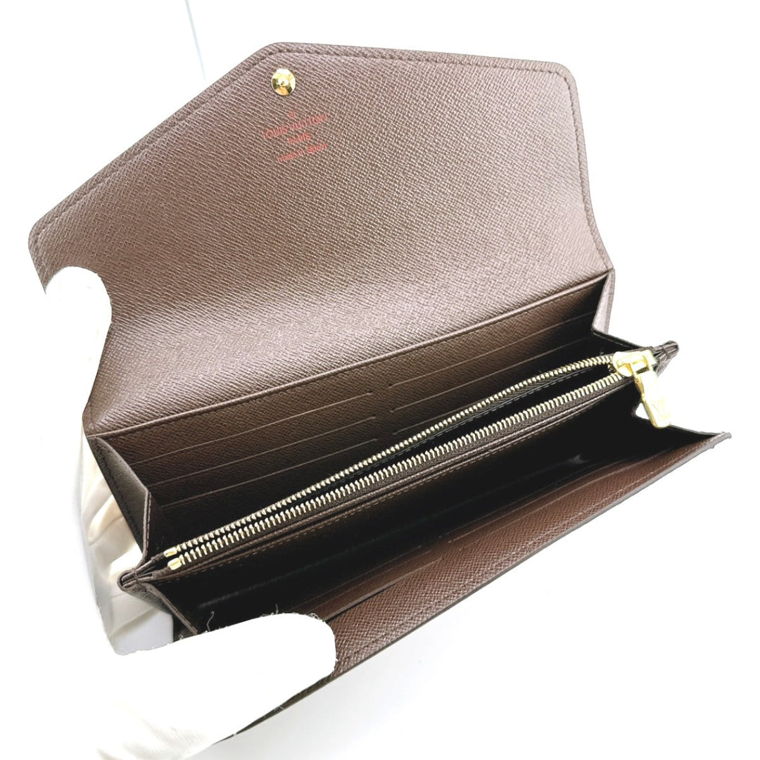 LOUIS VUITTON Long Wallet Purse N63209 Damier canvas Ebene Zip Around Damier Portefeuille Sara Women Used Authentic