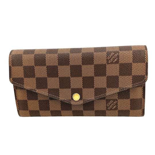 LOUIS VUITTON Long Wallet Purse N63209 Damier canvas Ebene Zip Around Damier Portefeuille Sara Women Used Authentic