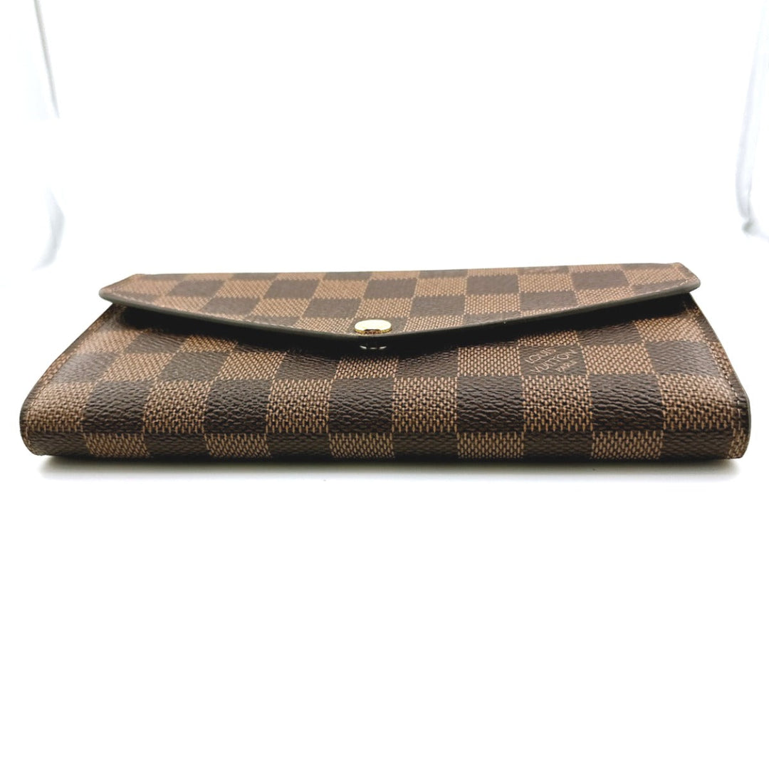 LOUIS VUITTON Long Wallet Purse N63209 Damier canvas Ebene Zip Around Damier Portefeuille Sara Women Used Authentic