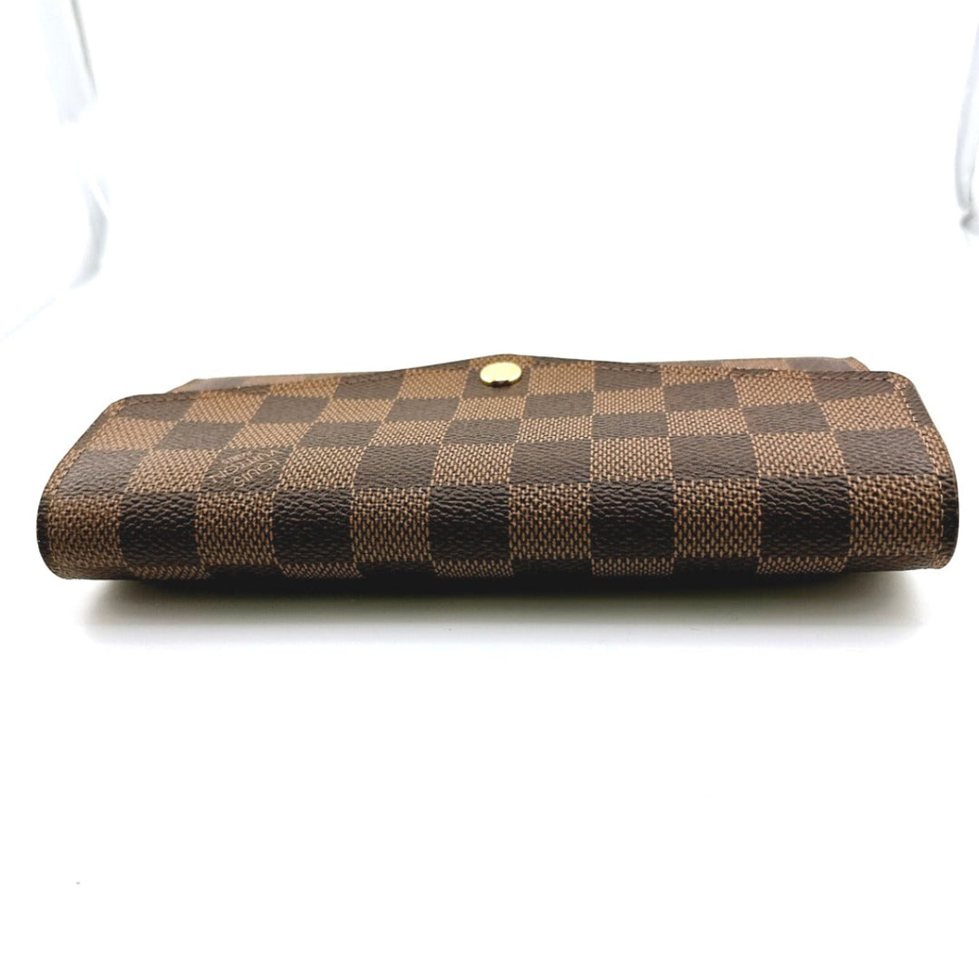 LOUIS VUITTON Long Wallet Purse N63209 Damier canvas Ebene Zip Around Damier Portefeuille Sara Women Used Authentic