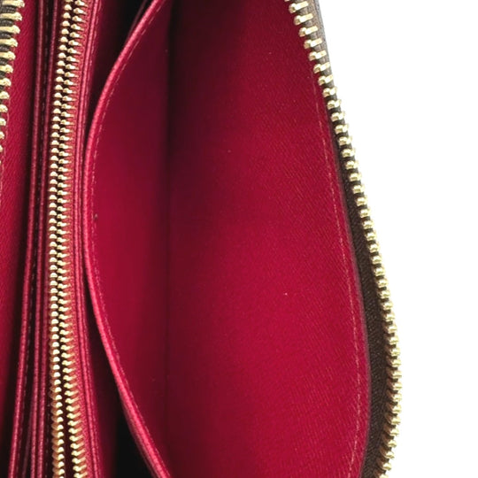 LOUIS VUITTON Long Wallet Purse M41895 Monogram canvas Brown Zip Around Monogram Fuchsia Women Used Authentic