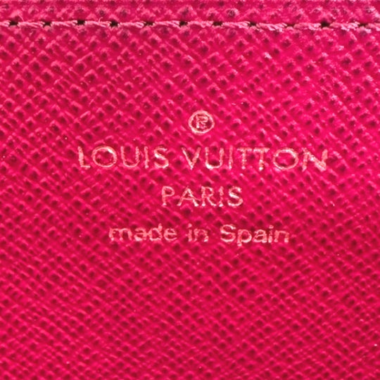 LOUIS VUITTON Long Wallet Purse M41895 Monogram canvas Brown Zip Around Monogram Fuchsia Women Used Authentic