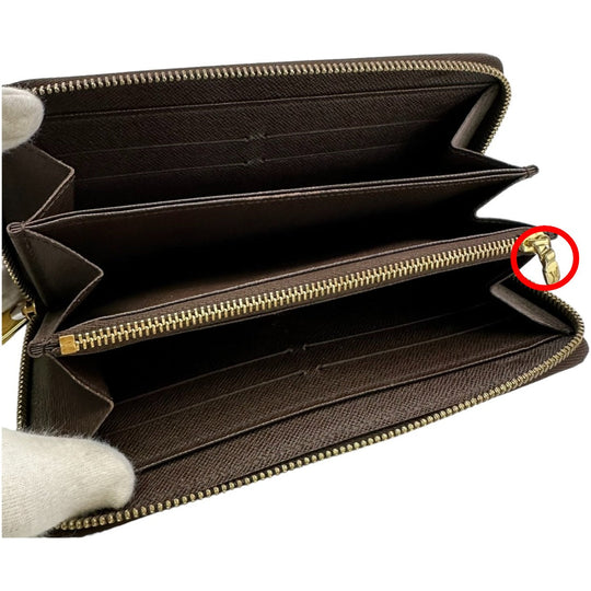 LOUIS VUITTON Long Wallet Purse N60015 Damier canvas, leather Brown Zip Around Damier Zippy wallet old model Women(Unisex) Used Authentic