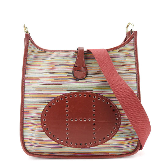 HERMES Shoulder Bag Vibrato Red Evelyn 1PM Women Used Authentic