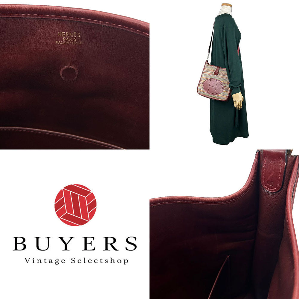 HERMES Shoulder Bag Vibrato Red Evelyn 1PM Women Used Authentic