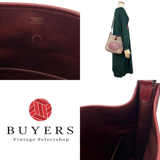 HERMES Shoulder Bag Vibrato Red Evelyn 1PM Women Used Authentic